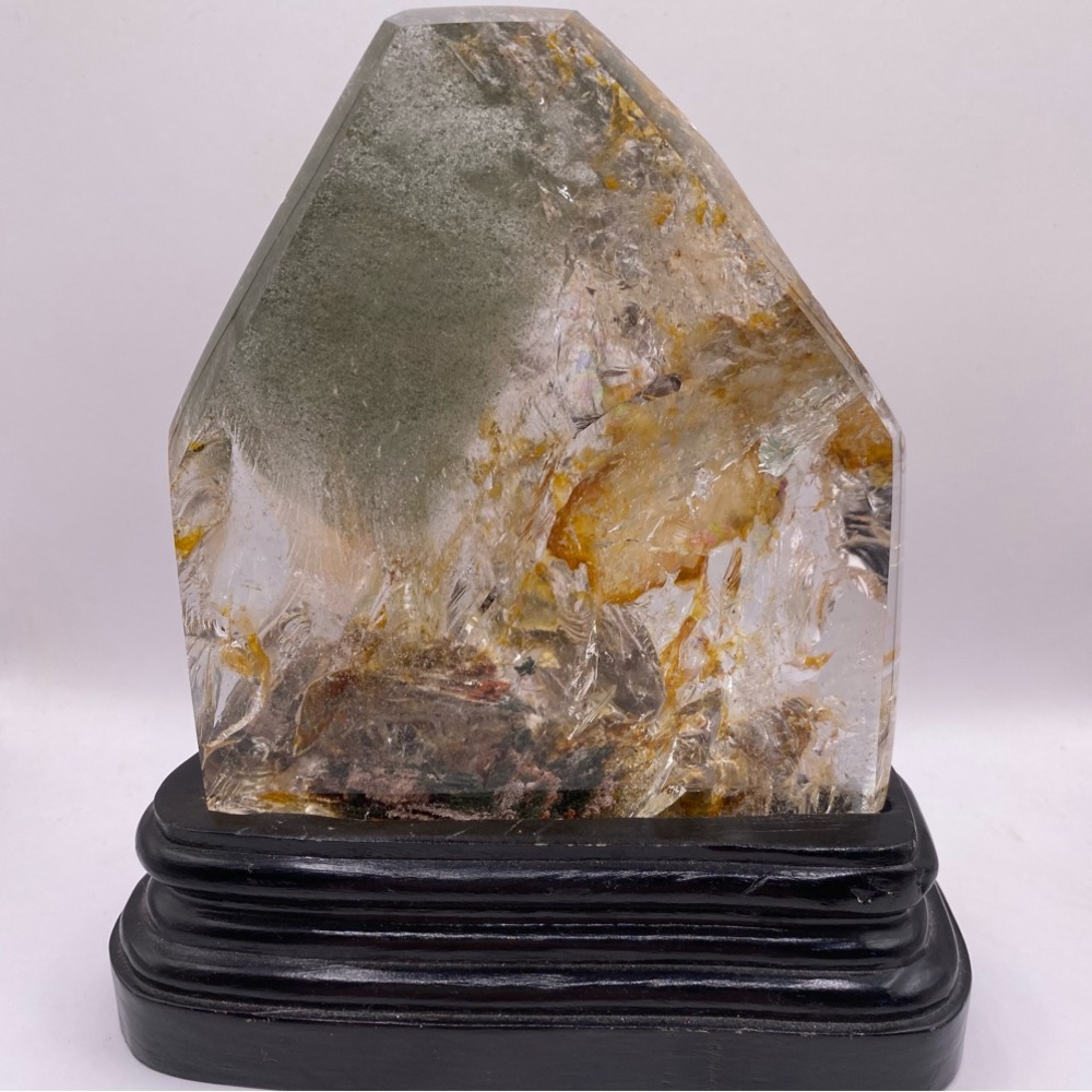 Lodalite Garden Quartz on Wooden Base